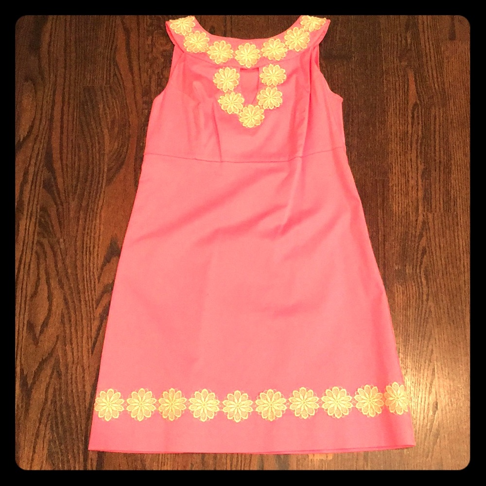 Lilly Pulitzer pink and gold dress